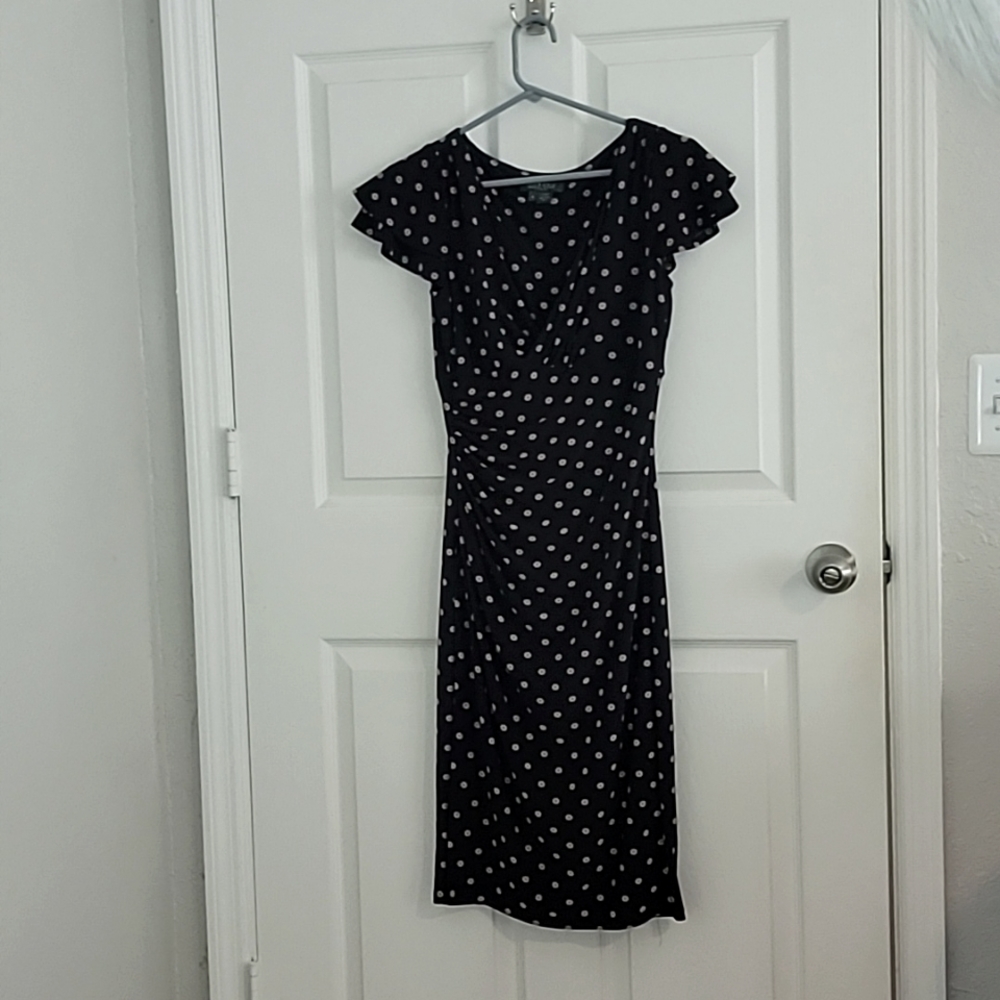 Lauren Ralph Lauren Polka-dot Faux Wrap Dress